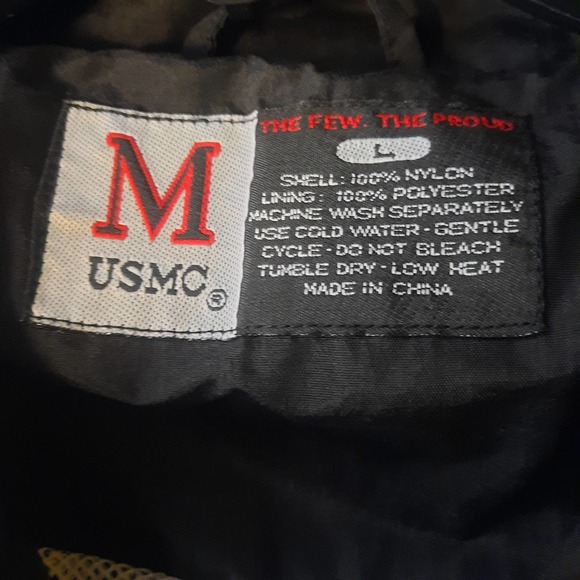 Vtg 90's USMC Black & Red Mesh lined embroidered zip front pocket Jacket LG - Picture 9 of 9